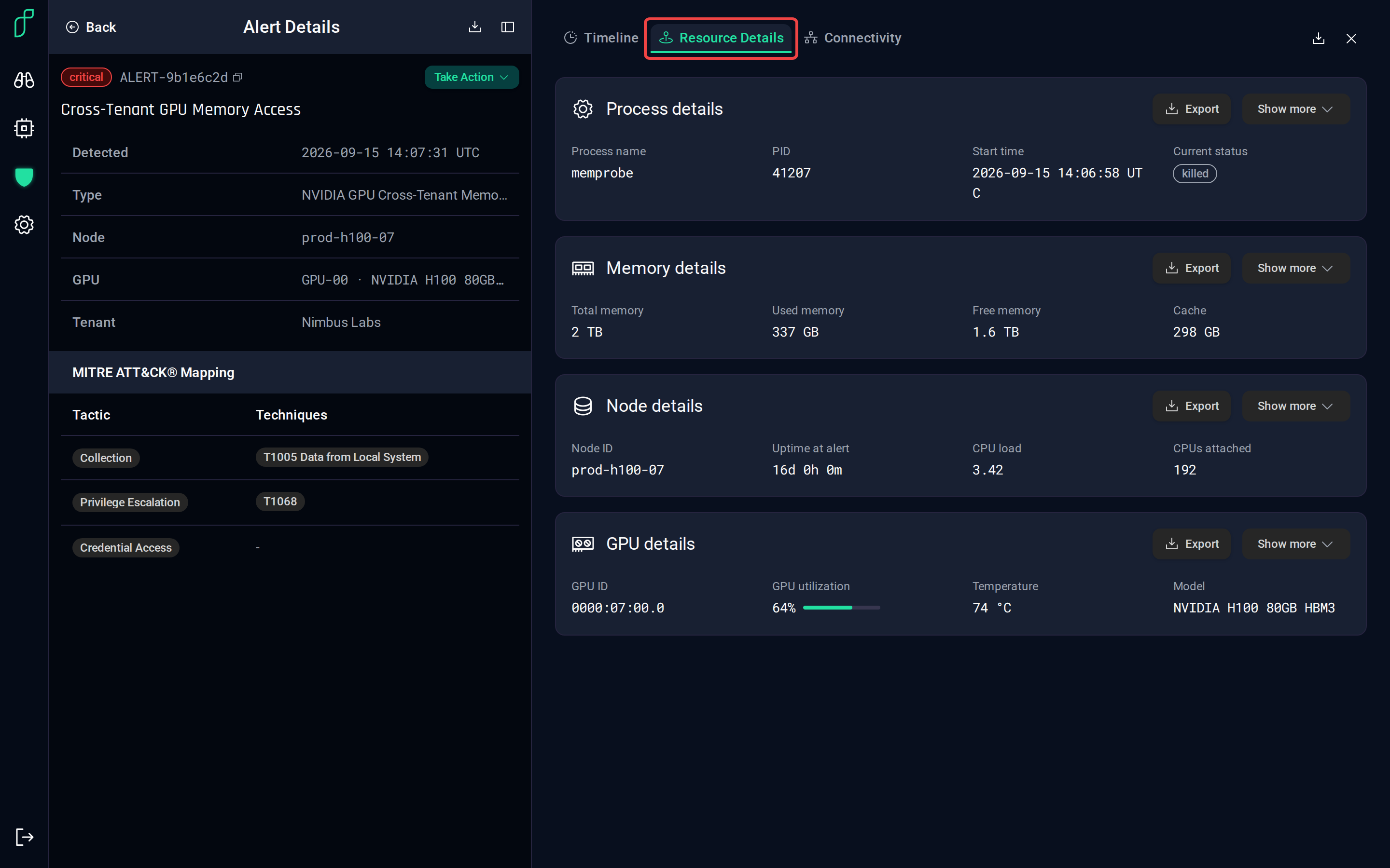 The Resource Details tab